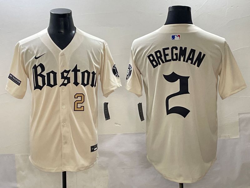 Men 2025 Boston Red Sox #2 Bregman Cream Five generations Joint Name Nike MLB Jersey style 4->boston red sox->MLB Jersey